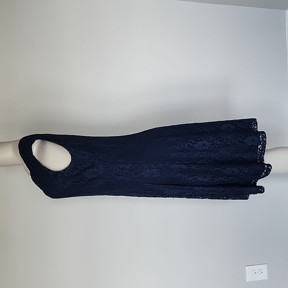 Lauren Ralph Lauren navy blue lace cap sleeve dress-10 - Picture 3 of 8